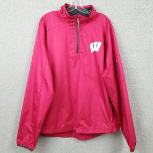 Wisconsin Badgers Gen2 Mens Jacket Windbreaker Red Logo 1/2 Zip Pullover XL